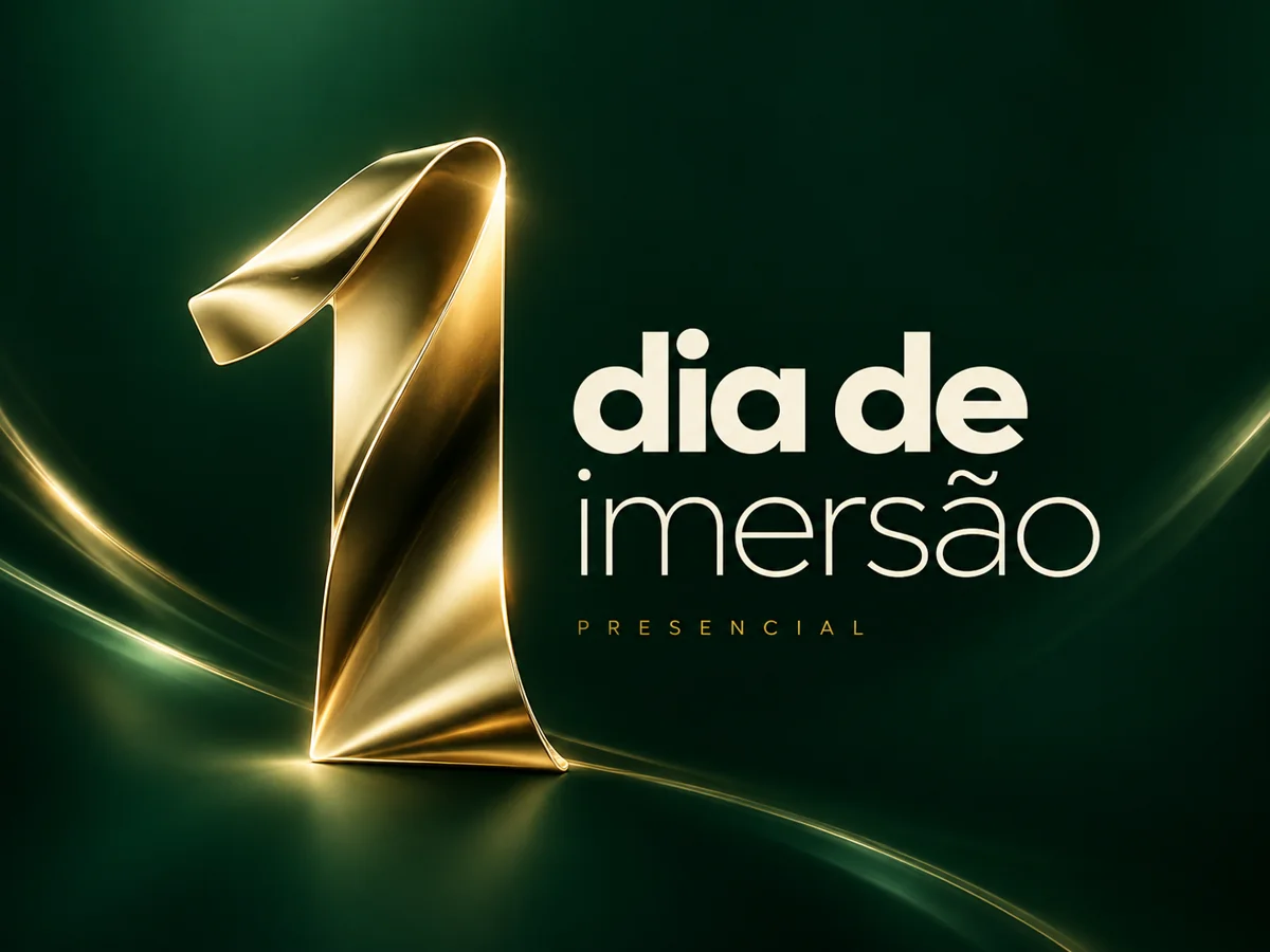 1 dia de imersão presencial: composição com número dourado sobre fundo verde